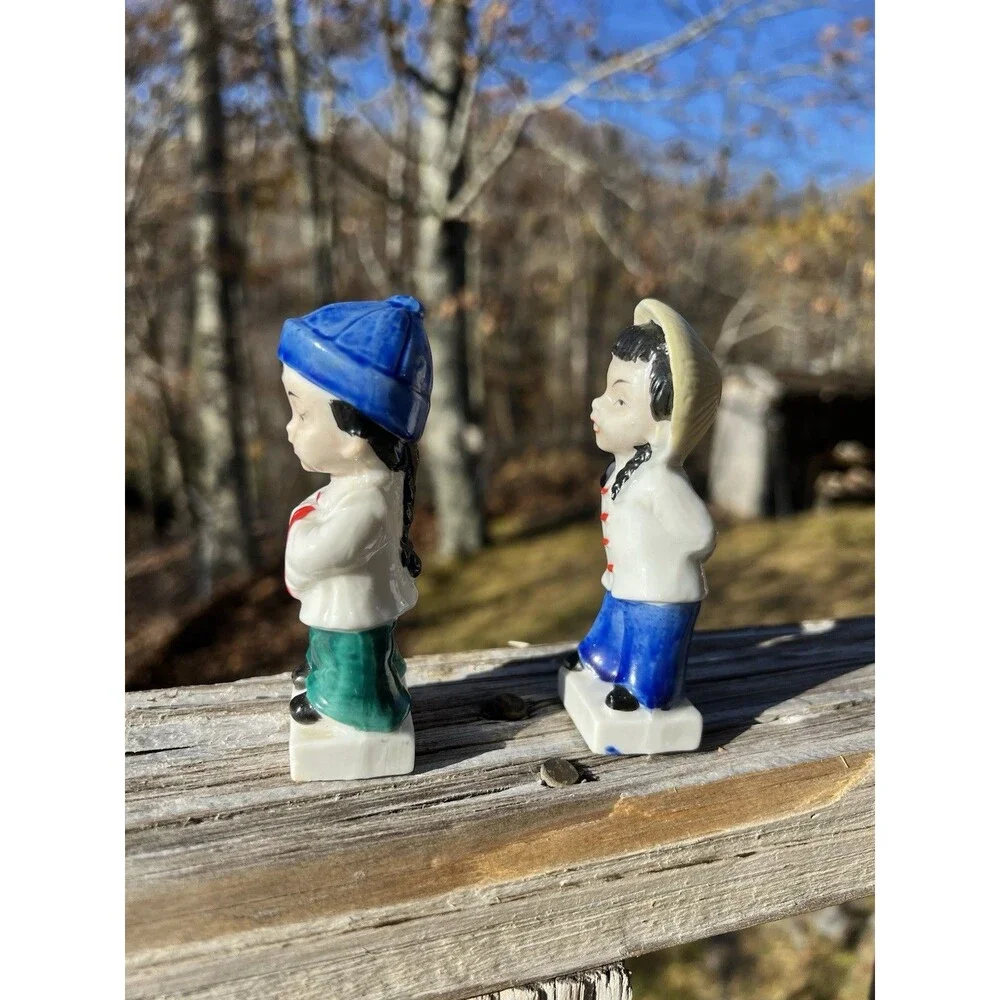 Vintage Figurines Boy Girl Japan Ceramic Mid Century Granny Core Asia